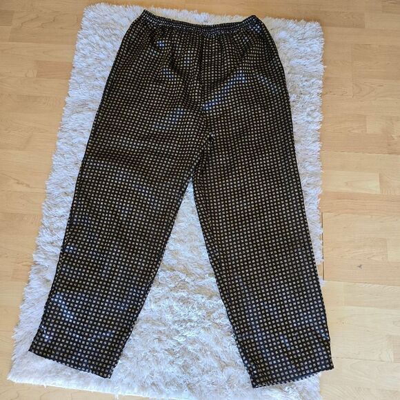 ROBERT LOUIS Men's Black and Gold Checkered Pijama Set Size Large Silk Blend - Picture 8 of 8